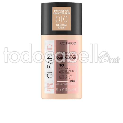 Catrice Clean Id High Cover Luminous Matt Foundation ref 010-neutral Sa