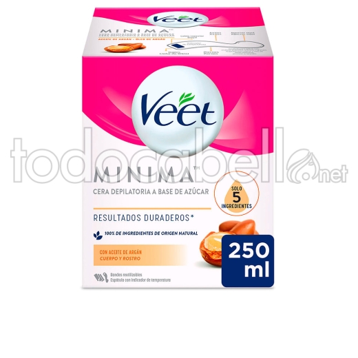 Veet Cera Tibia Natural Aceite Argán Todo Tipo Pieles 250 Ml