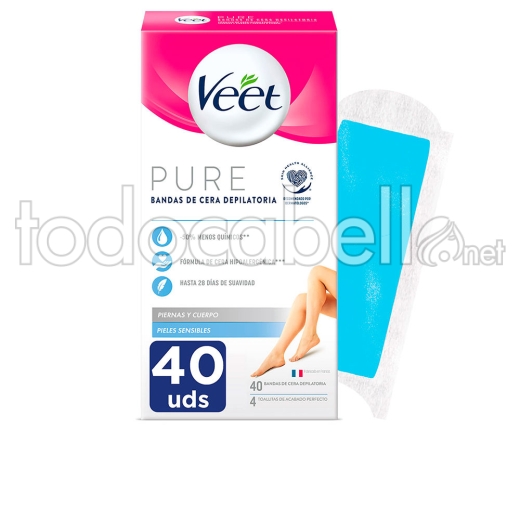 Veet Bandas De Cera Pure Corporal Piel Sensible 40 U