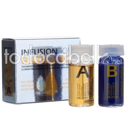 Tahe Infusion d'oro Radiance.  trattamento dei capelli biondi con stoppini 2x10ml